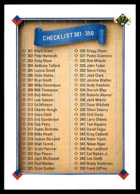 1991 Upper Deck Final Edition Checklist 1- #100F