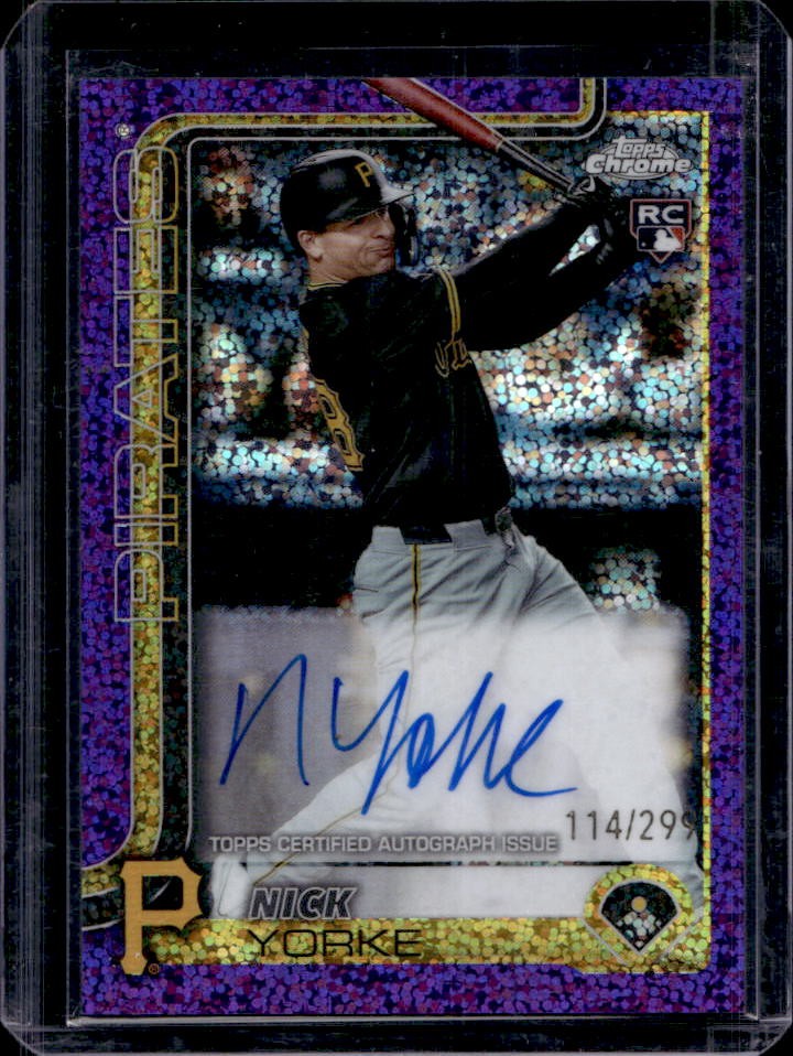 2025 Topps Chrome Nick Yorke Rookie Auto RC Purple Speckle Refractor #114/299