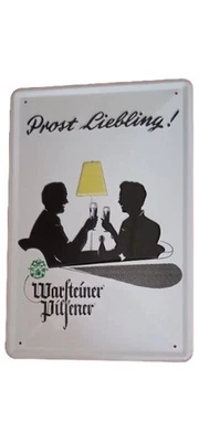 Warsteiner Pilsener Plaque Métal Vintage Blanc Déco Bière - Photo 1/2