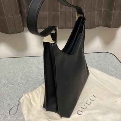 Gucci Vintage Black Leather Shoulder Bag 21cm x 33cm with Dust Bag