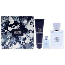 Versace Pour Homme Men 3PC Set 3.4 EDT 5.0 Bath Gel Luxury Grooming Kit Set