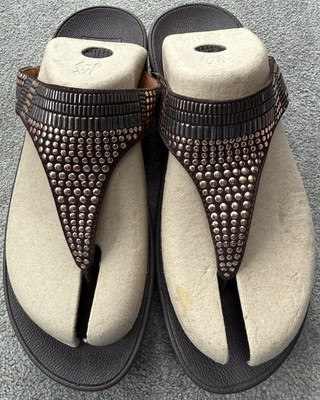 Fitflop Aztek Chada Chocolate Brown Leather Toe-thong Sandals