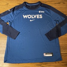 Game Worn Player 97 Used Nike Pre Game Shirt Timberwolves Size XL TALL Blue NBA