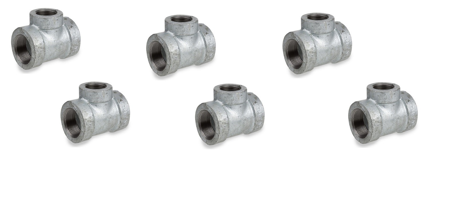 NEW 6X Pipe Fitting, Galvanized Reducing Tee, 3/4 “ x 1/2” Inch
