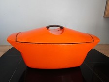 COCOTTE N° 55 ANCIENNE LE CREUSET  FONTE ÉMAILLÉE ORANGE COQUELLE RAYMOND LOEWY