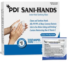 Sani-Hands Hand Sanitizer Wipes 100 Packets per Box