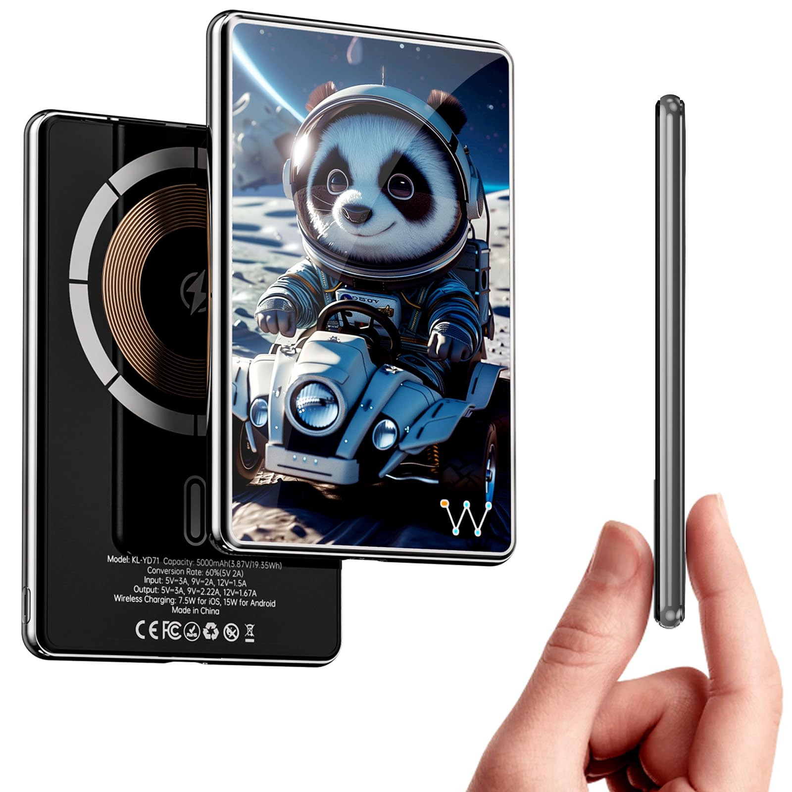 Ultra Slim 0.26IN 5000mAh Magnetic Wireless Portable Battery Pack