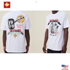 NWT Metallica Damaged Justice Tour '88 Men's Premium Loose Fit Tee White $30 Off