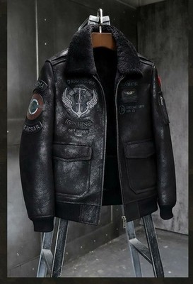 Men s Leather Bomber Aviator Jacket.