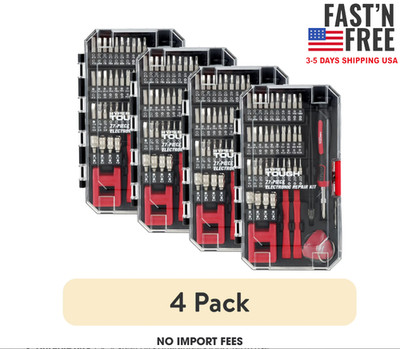 (4 pack) Hyper Tough 77 Piece Precision Tool Kit with Magnetic Screwdriver