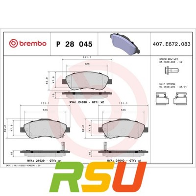 Brembo Bremsbelagsatz, Scheibenbremse PRIME LINE P 28 045 Fahrzeugtyp PKW