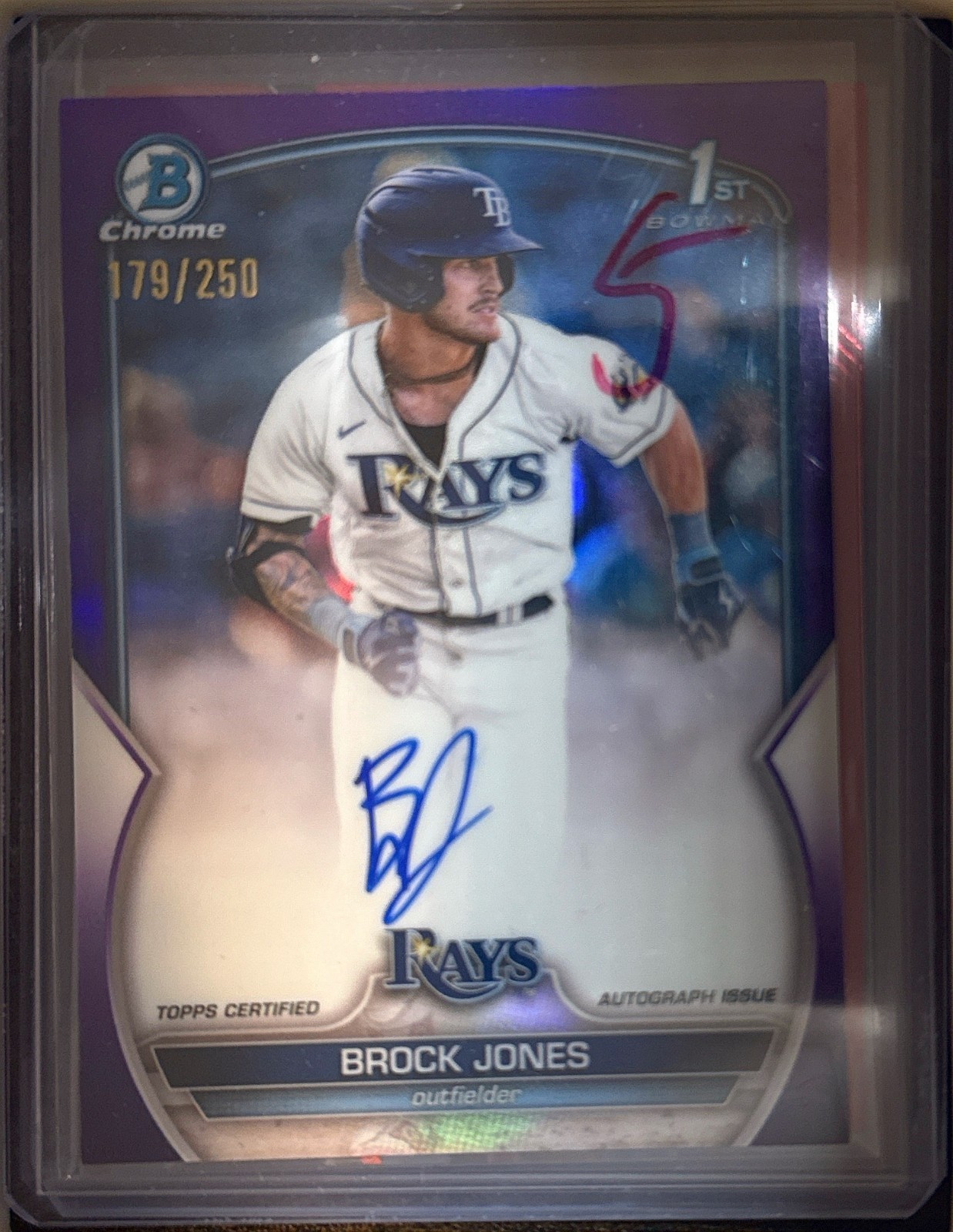 2023 Bowman Chrome Brock Jones 1st Auto Purple /250 Rays FJ1SKW