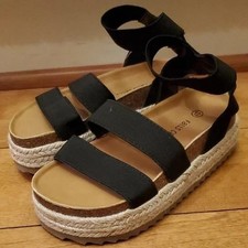 Girls Falls Creek Simsie Black Espadrille Platform Sandals Size 12 13 1 2 NWT
