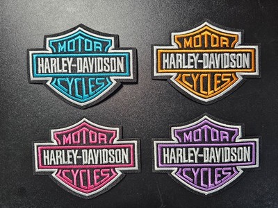 4 Pack Harley Davidson Iron,  Sew or Glue On Patch -  1 of each Color as Shown