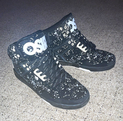 Osiris Rucker High-Top Skate Shoes Black/White Splatter Men s US 12