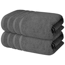 2 PCS 27x54 Inch Shadow Grey 100 Cotton Luxury Bath Towels Bathroom Set