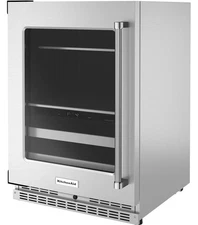 KitchenAid 24" Wide Beverage Center / Refrigerator w Glass Door, KUBL314KSS, NEW