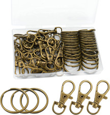 60 Pcs Premium Bronze Swivel Clasps Lanyard Snap Hooks with Key Rings, Key Chain