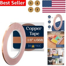 Copper Foil Tape 1/8 Inch x 66ft for Stained Glass, Crafts, Guitars
