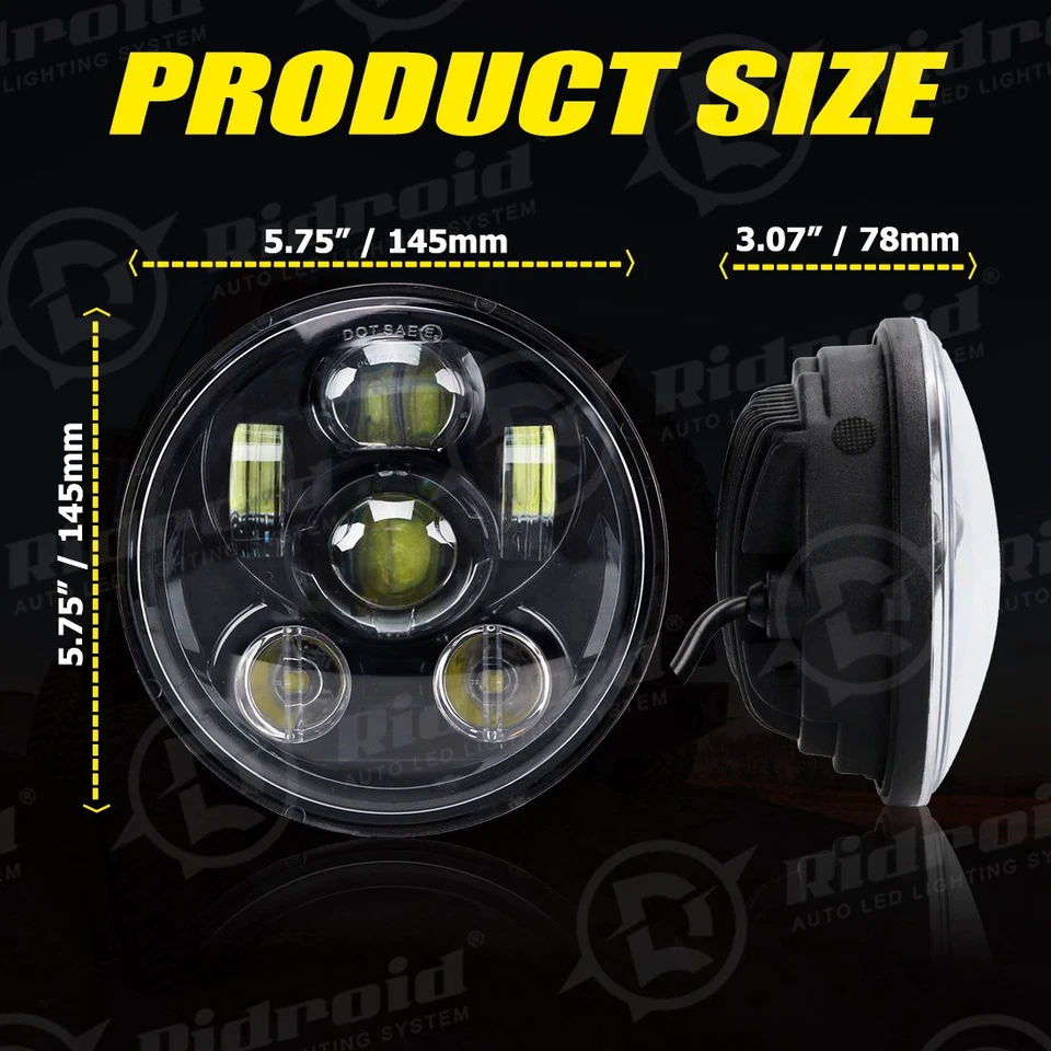 Faro LED de 5-3/4" 5,75 pulgadas haz alto bajo para Harley-Davidson Iron 883 XL883N Foto 2 de 4