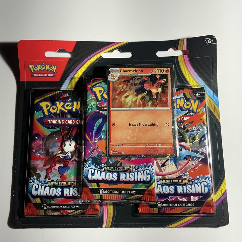 Pokémon TCG 3-Pack Blister Chaos Rising New Sealed Charmeleon Promo Card Mega