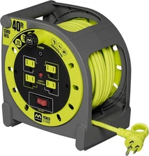 Masterplug 40ft Case Cord Reel, Retractable Extension Lead with Winding Handle