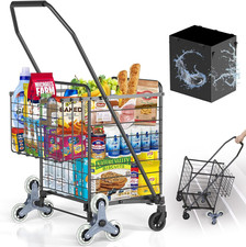  Upgrade Shopping Cart for Groceries, 280 LBS Large Grocery Cart with Waterproo