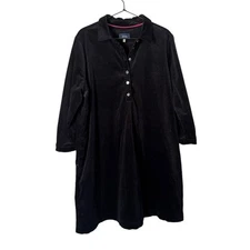 Joules Stella Black Corduroy Pop Over Shift Dress 14 Minimal Preppy Work Career