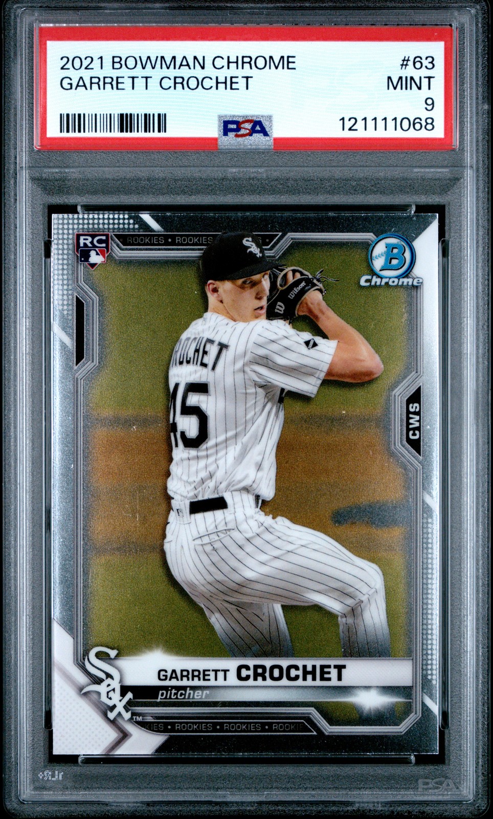 2021 BOWMAN CHROME #63 GARRETT CROCHET ROOKIE RC PSA 9