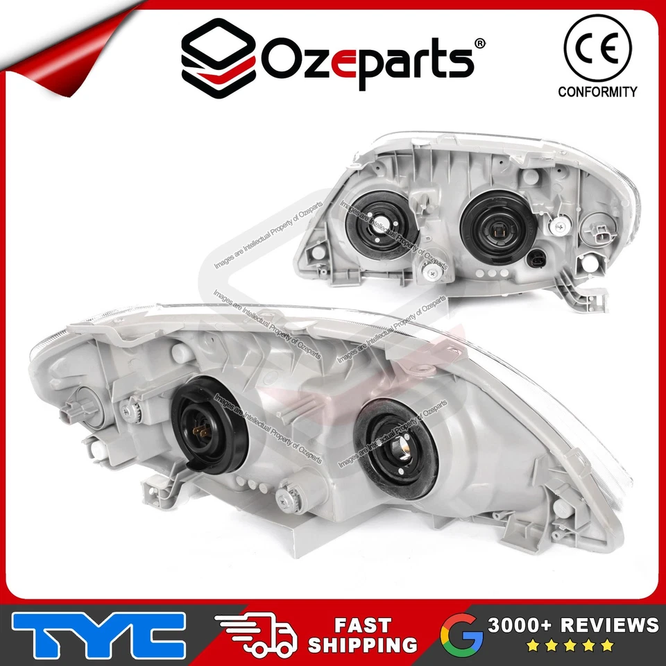 Pair LH+RH Head Lights + LED Globes For Toyota Corolla ZZE122 Hatch 2001~2004 - Image 2 of 4