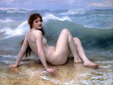 The Wave girl sea by W. Bouguereau Tile Mural Bathroom Backsplash Marble Ceramic