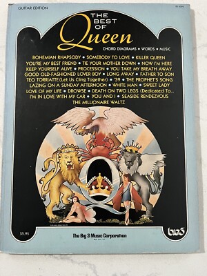 The Best Of Queen Music Book Guitar Edition W/ Chords, Words & Music Very Good 