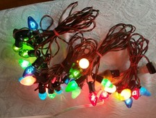 Christmas String Lights C-7 Red and Green Wires 27 Working Lights Lot of 4 Sets