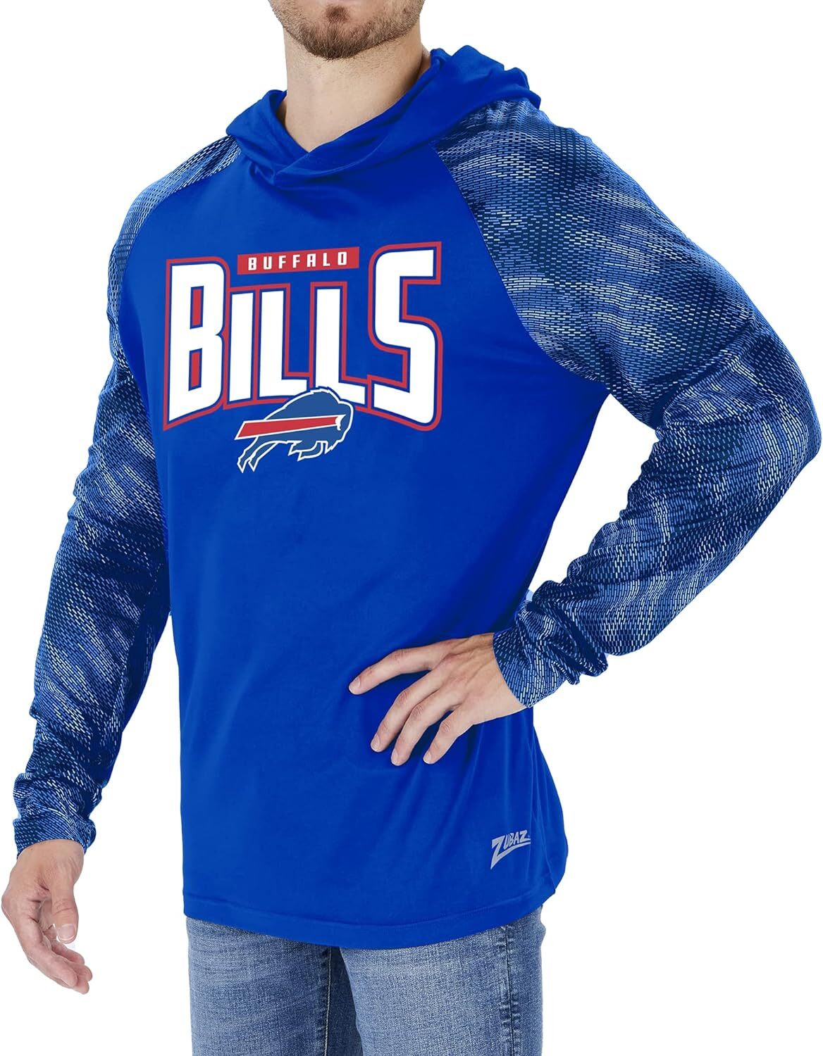 Легкий капюшон Zubaz NFL Mens Buffalo Bills с принтом гадюки на рукаве в тон