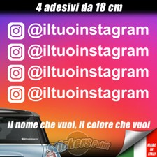 4 Adesivi INSTAGRAM - IL TUO NOME - social follower auto moto stickers 