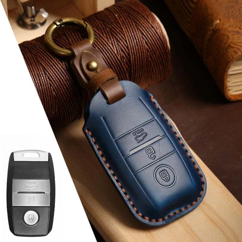 Genuine Leather Car Key Case Cover For Kia Picanto Rio Optima Sedona Sportage Foto 4 de 4