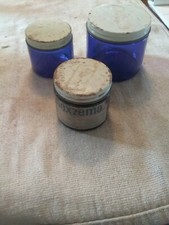 Set of 3 Vintage Cobalt Blue Noxzema Jars Different Sizes