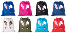 Mini Easter Basket Bags, Drawstring Cinch Sacks, Bunny Bags - Bunny Face