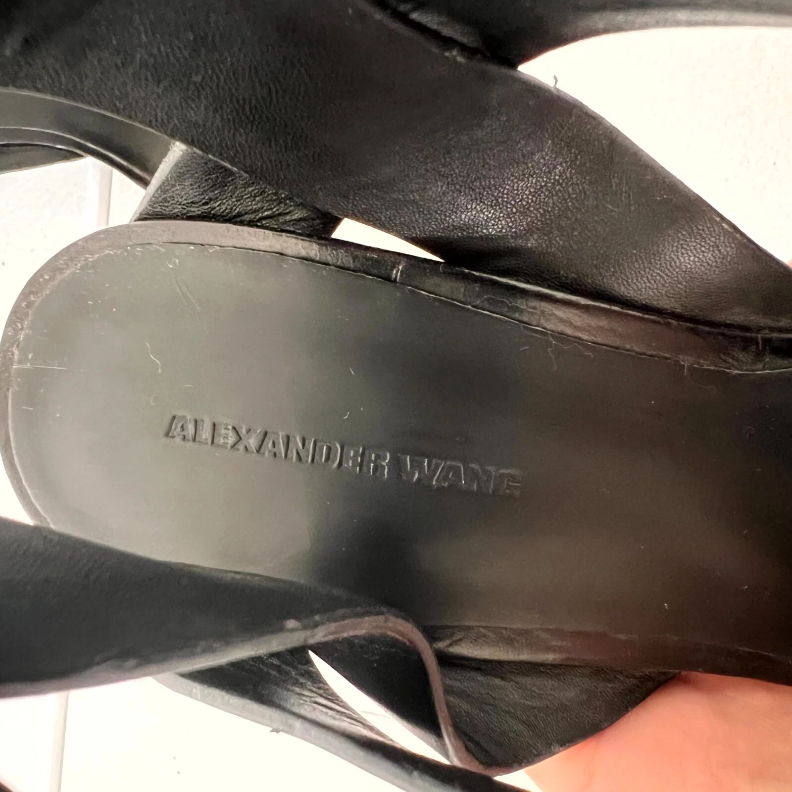 Decolte donna Alexander Wang Sonja taglia 7 pelle nera cinturino alla caviglia tacco a spillo