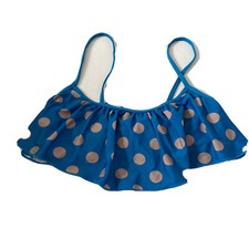 Rachel Pally Polka Dot Ruffle Bikini Swim Top Blue Size S