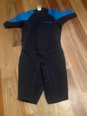 NEW Decathlon OLAIAN Kids Shortie Wetsuit YOUTH 10 Years 1.5 MM Blue Bodysuit