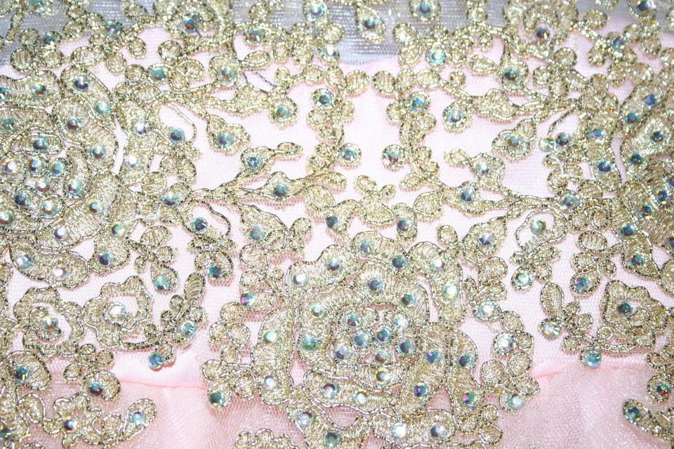 Bella девочек платье светло-розовый/золотой аппликации и синий ab камни новый с Ярлыками 6mo официальный - Изображение 4 из 4