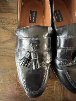 Bostonian Tasseled Loafers Men’s 11D Black Genuine Leather Rubber Heel Vtg Bostonian Men main image 3