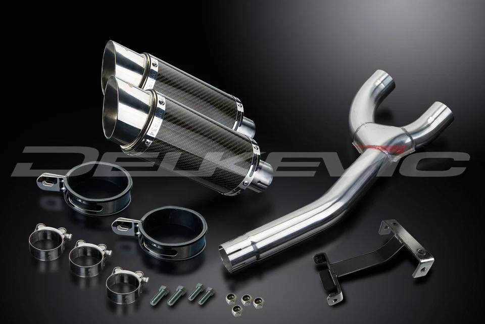 Kit de silenciador de escape de carbono redondo Yamaha FZ6 2004-2010 Delkevic 8" - Imagem 3 de 4