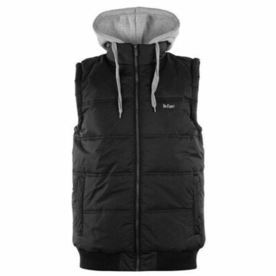 Lee Cooper Hooded Gilet Black/Grey UK S rrp £57.99 TD8 AA 02