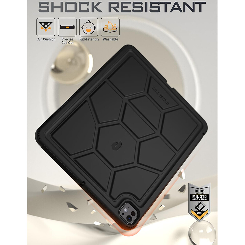 For iPad Pro 13 2024/2025 Tablet Case Silicone Shockproof Protective Cover Black