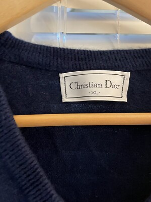 Vintage Christian Dior Monsieur Men's Sweater Vest V-Neck Navy