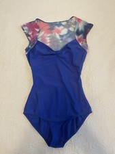 Lulli Dancewear Blue Floral Mesh Ballet Leotard Small Adult