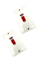 45A 2 Gang Vertical Switch COOKER SWITCH With Red Light Indicator [ 2 x Switch]
