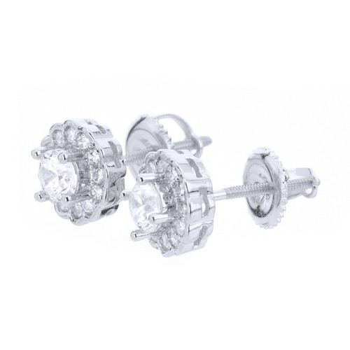 Pendientes Hip Hop Bling enchapados en oro plata 8 mm helados 3D atornillados BE 068 - Imagen 4 de 6